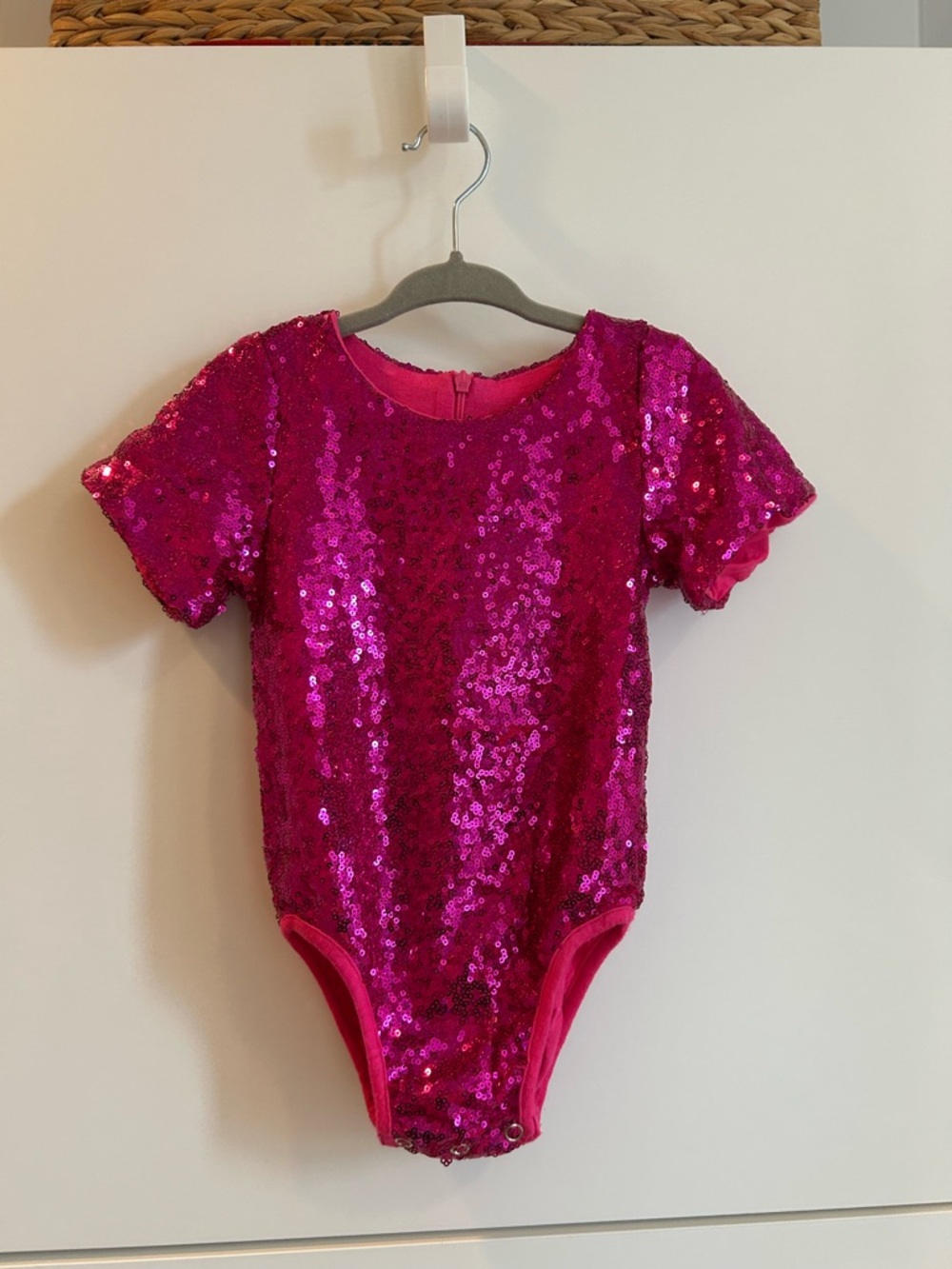 Girls' Fuchsia Sequin One-Piece Leotard - Childs Size Small